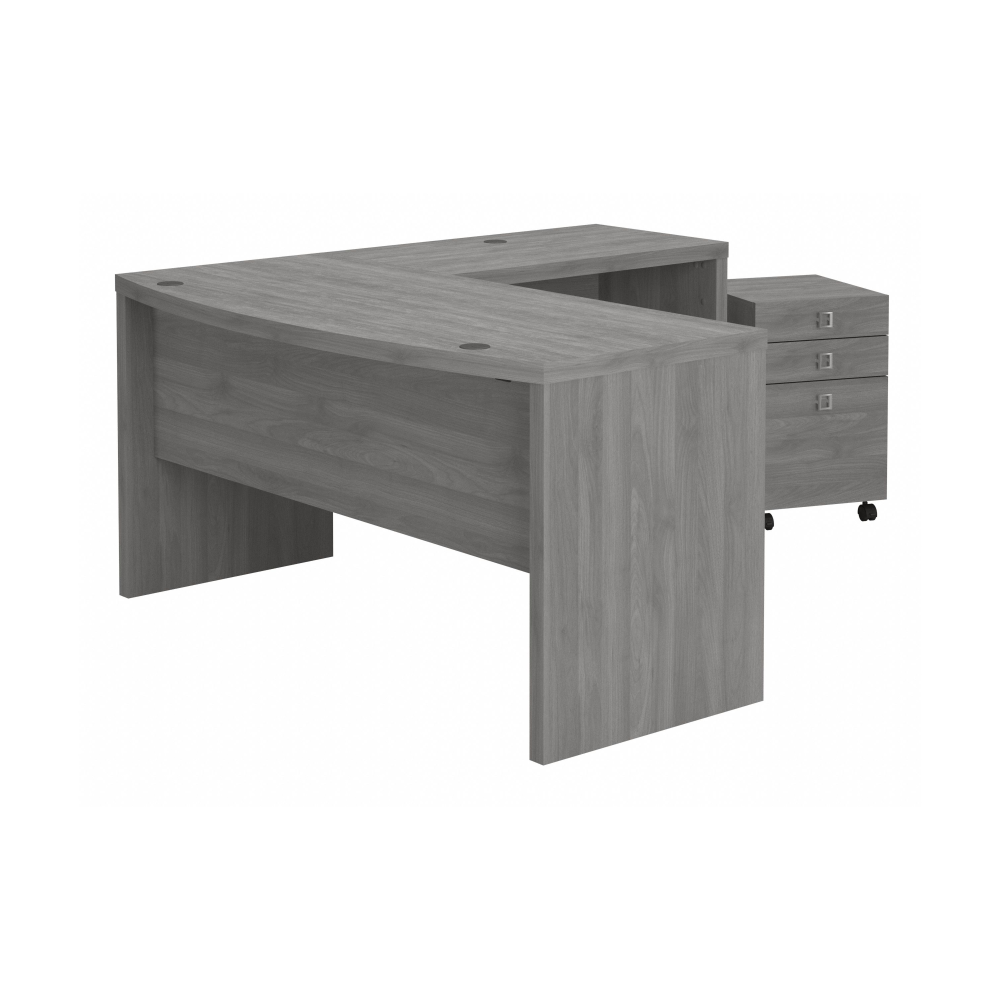 Echo L Shaped Bow Front Desk with Mobile File Cabinet