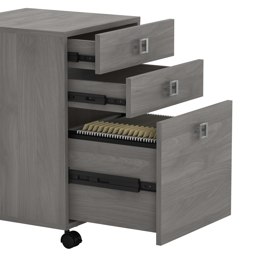 Echo L Shaped Bow Front Desk with Mobile File Cabinet