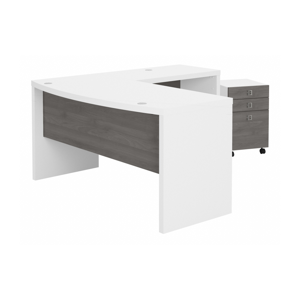 Echo L Shaped Bow Front Desk with Mobile File Cabinet