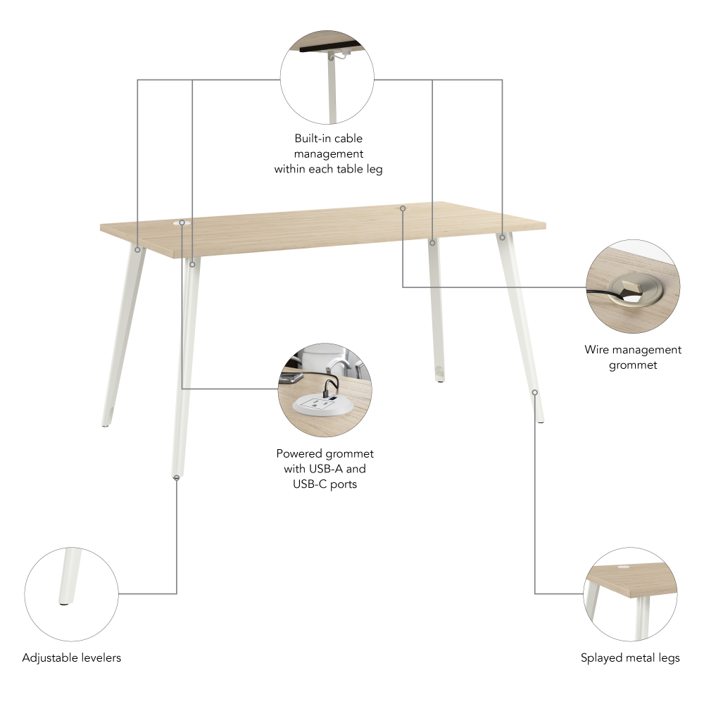 Vista 60W x 30D Computer Desk with Splayed Metal Legs