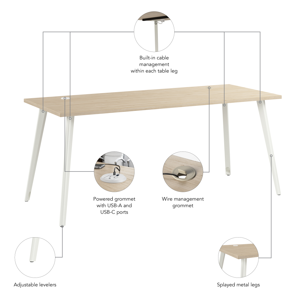 Vista 72W x 30D Computer Desk with Splayed Metal Legs
