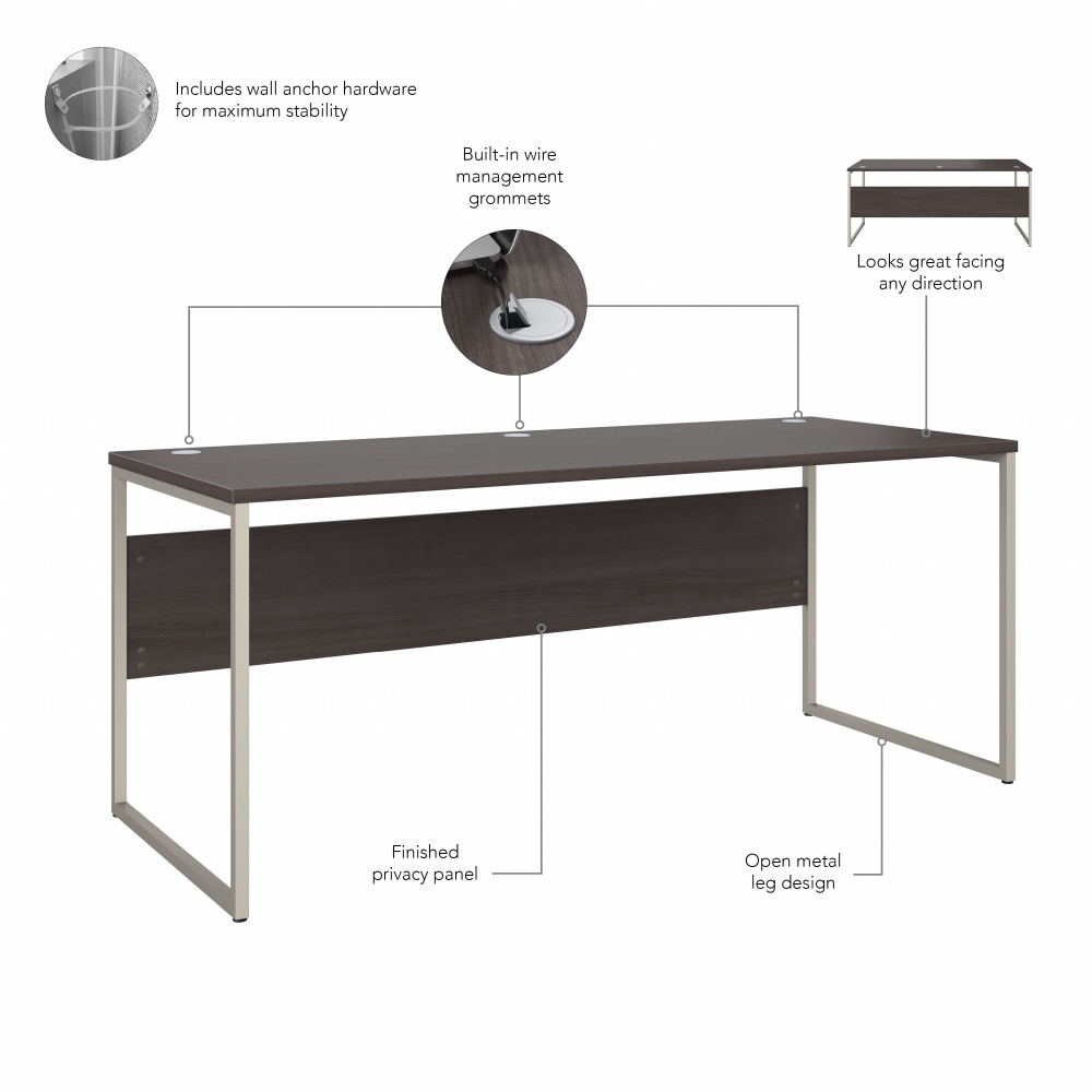 Hybrid 72W x 30D Computer Table Desk with Metal Legs