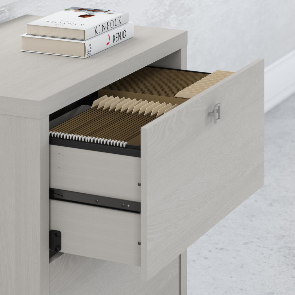 Echo L Shaped Bow Front Desk with Mobile File Cabinet