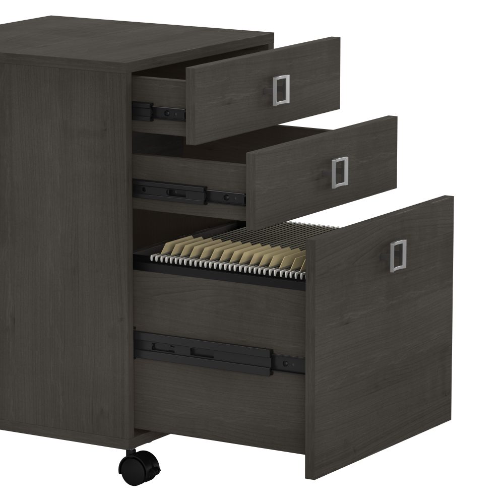Echo L Shaped Bow Front Desk with Mobile File Cabinet
