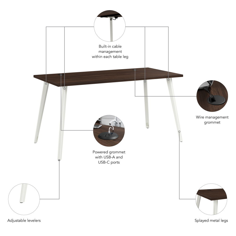 Vista 60W x 30D Computer Desk with Splayed Metal Legs