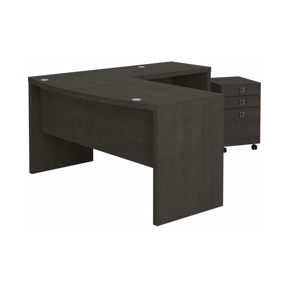 Echo L Shaped Bow Front Desk with Mobile File Cabinet