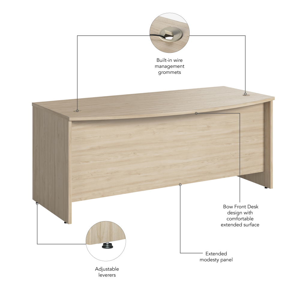 Studio C 72W x 36D Bow Front Desk