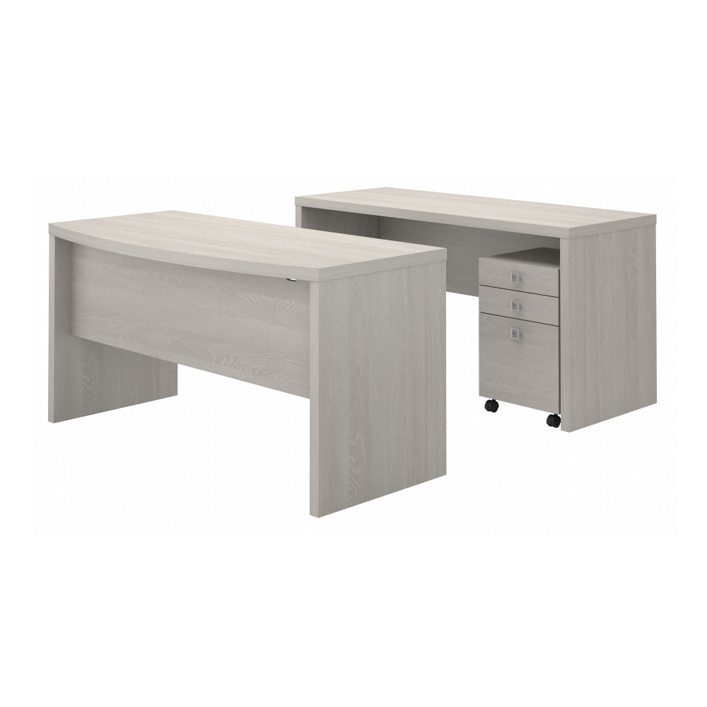 Echo Bow Front Desk and Credenza with Mobile File Cabinet