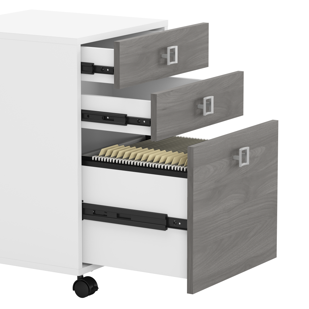 Echo L Shaped Bow Front Desk with Mobile File Cabinet