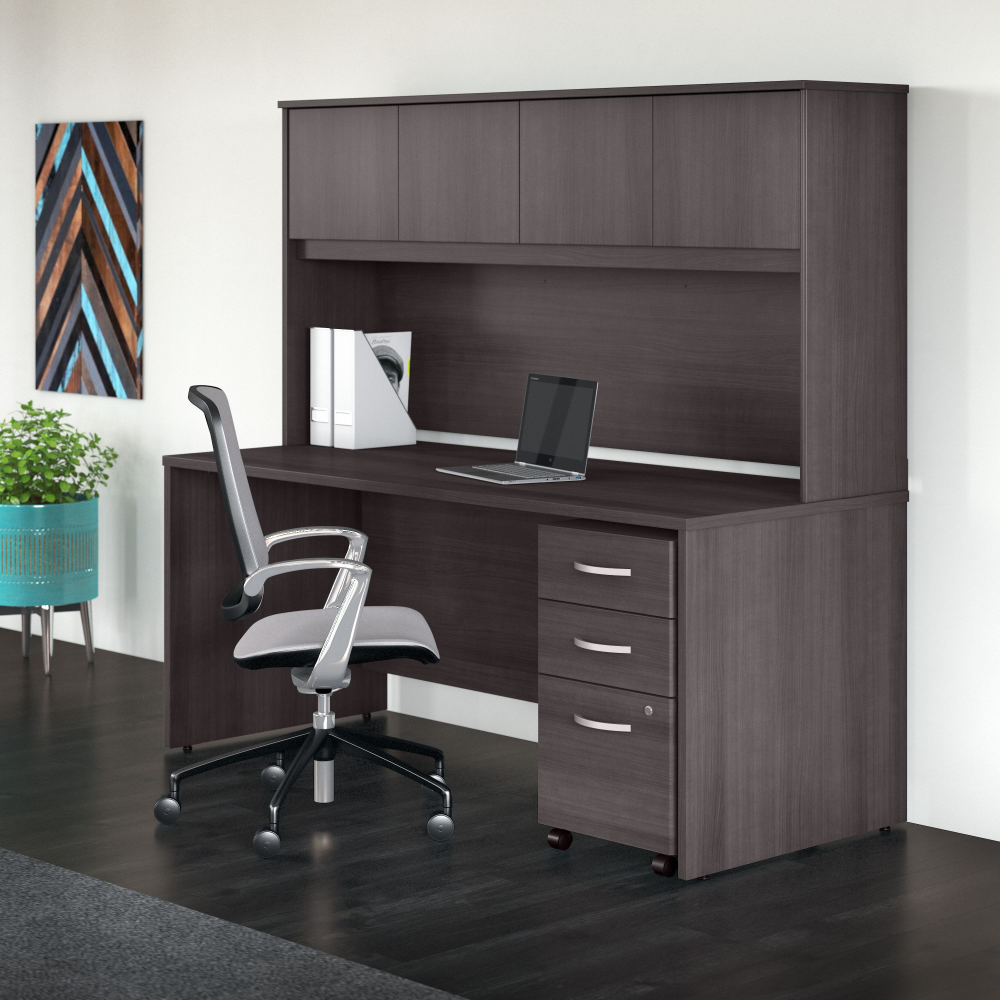 Studio C 72W x 30D Office Desk with Hutch and Mobile File Cabinet
